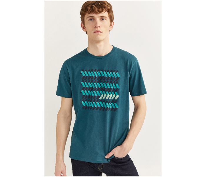 Springfield SS20 Short Sleeve Knitted T-shirt Medium For Men - Dark Green - Zoom Image 1