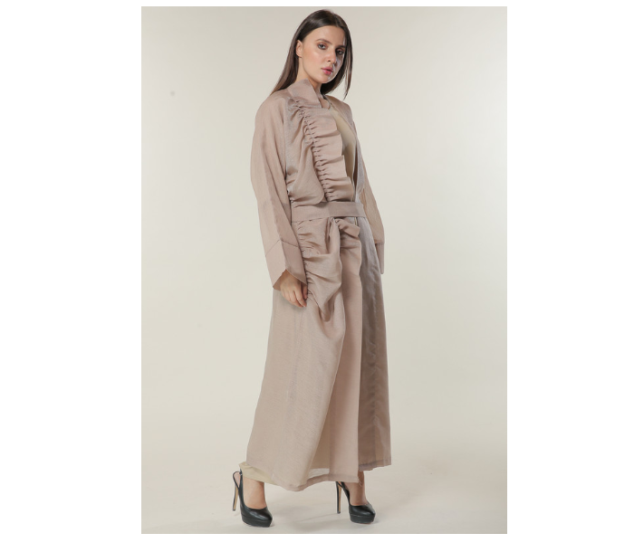 Moistreet Extra Large Organza Abaya Set with Beige Under Abaya - Zoom Image 2