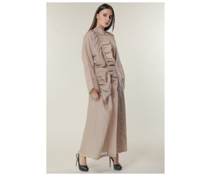 Moistreet Large Organza Abaya Set with Beige Under Abaya - Zoom Image 2