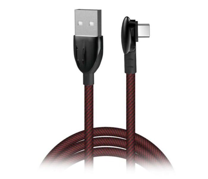 Porodo 1.2 Meter Zinc Alloy High-Density Braided Type-C Gaming Cable - Red and Black - Zoom Image 1