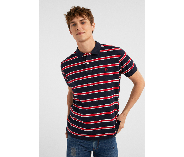 Springfield SS19 Basic Slim Fit Polo T-Shirt Large For Men - Navy and Red - Zoom Image 2