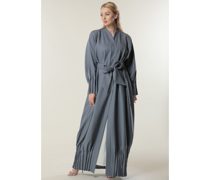 Moistreet Large Grey Abaya with Pleated Hem and Sleeves - Zoom Image 1