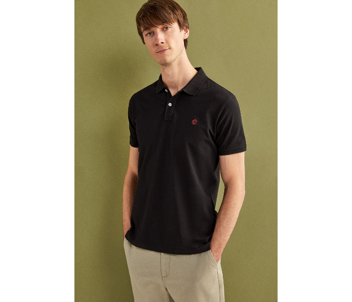 Springfield SS20 Basic Solid Slim Fit Polo T-Shirt X-Large For Men - Black - Zoom Image 1