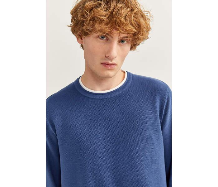 Springfield SS20 Long Sleeve Knitwear Fantasy Cotton Medium For Men - Blue - Zoom Image 2