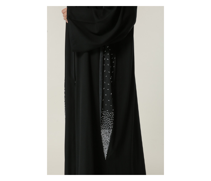 Moistreet Double XL Black Abaya with Handwork on Twin Panels - Zoom Image 2