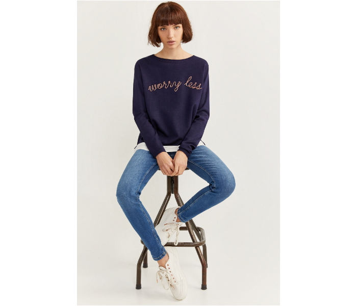 Springfield S20 Long Sleeve Knitwear Small For Women - Dark Blue - Zoom Image 1