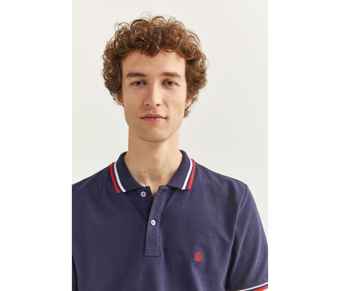 Springfield SS20 Basic Slim Fit Polo T-Shirt With Tipping X-Large For Men - Navy - Zoom Image 2