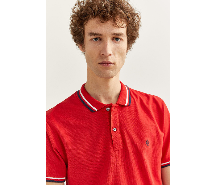 Springfield SS20 Basic Slim Fit Polo T-Shirt With Tipping Small For Men - Red - Zoom Image 1