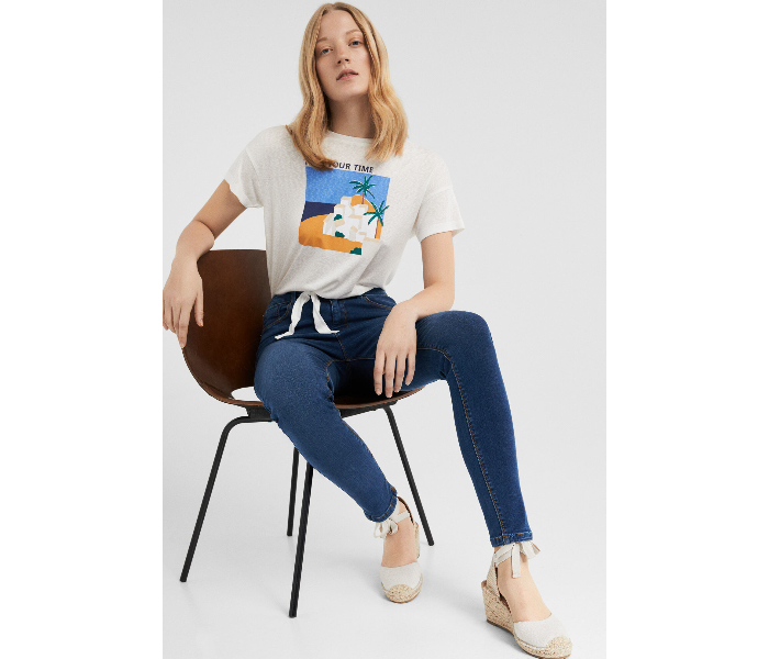 Springfield SS19 Short Sleeve Fancy T-Shirt Small For Women - Light Cream - Zoom Image 2