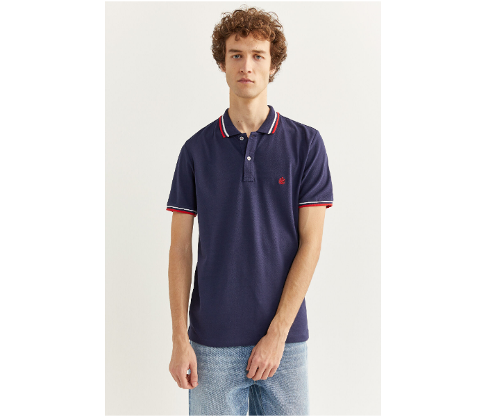 Springfield SS20 Basic Slim Fit Polo T-Shirt With Tipping X-Small For Men - Navy - Zoom Image 1