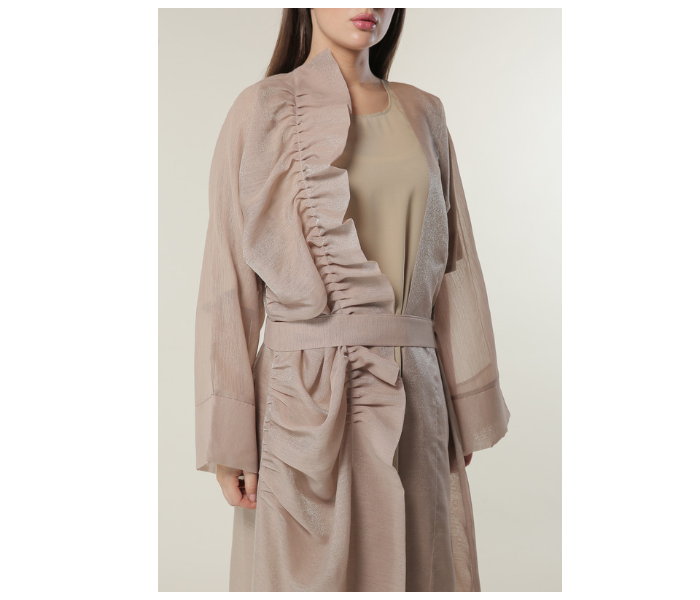 Moistreet Small Organza Abaya Set with Beige Under Abaya - Zoom Image 4