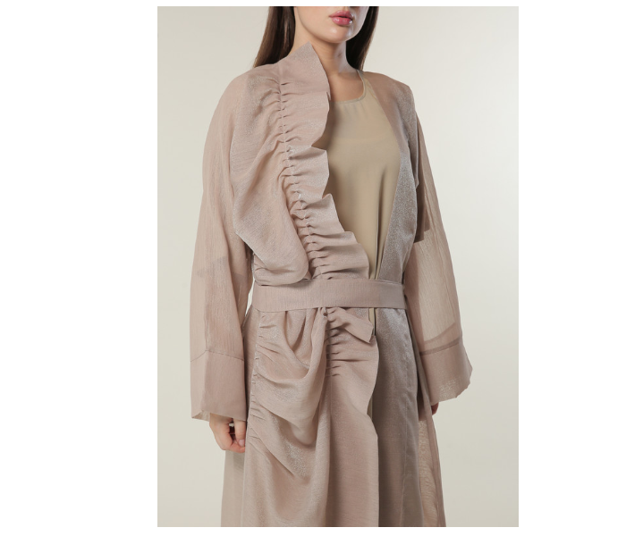 Moistreet Extra Large Organza Abaya Set with Beige Under Abaya - Zoom Image 4