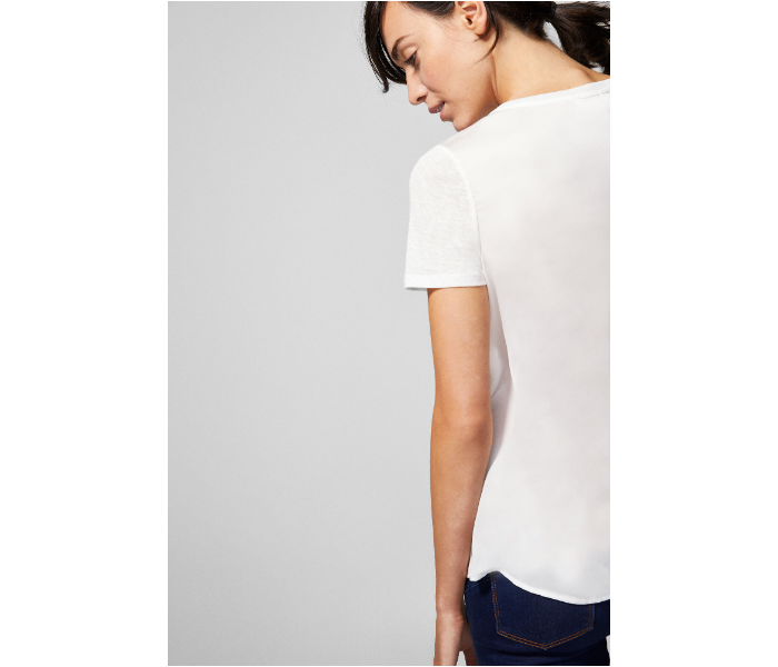 Springfield AW18 Plain Short Sleeve T-Shirt Medium For Women - White - Zoom Image 2