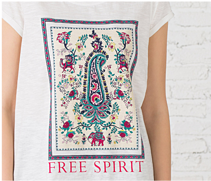 Springfield SS20 Short SleeveT-Shirt With Free Spirit Design X-Small For Women - White - Zoom Image 3