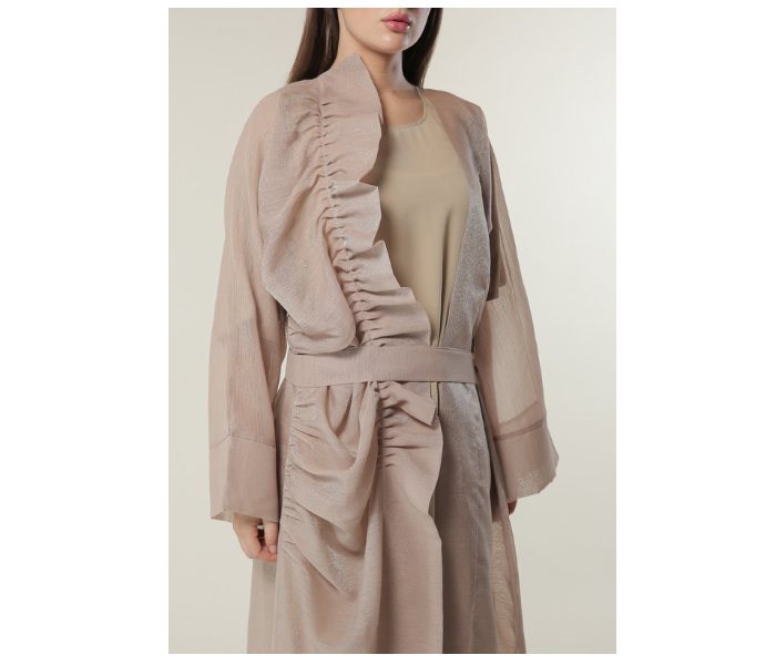 Moistreet Medium Organza Abaya Set with Beige Under Abaya - Zoom Image 4