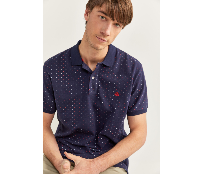 Springfield SS20 Basic Dotted Slim Fit Polo T-Shirt XX-Large For Men – Blue - Zoom Image 1