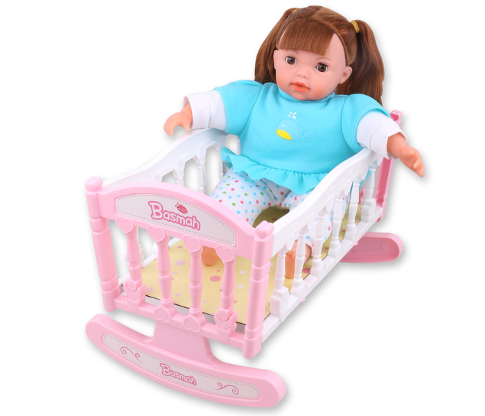 Basmah 14 Inch Girl Doll Set 2 in1 With Sound - Blue - Zoom Image 3