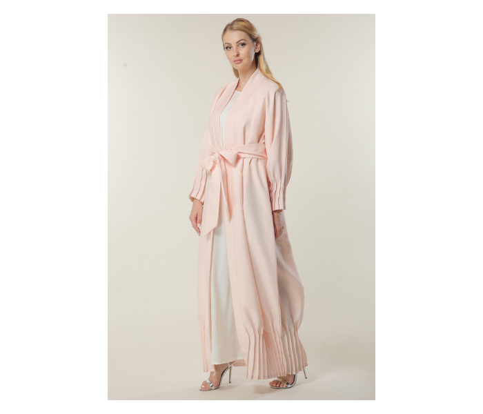 Moistreet Small Peach Abaya with Pleated Hem and Sleeves - Zoom Image 2