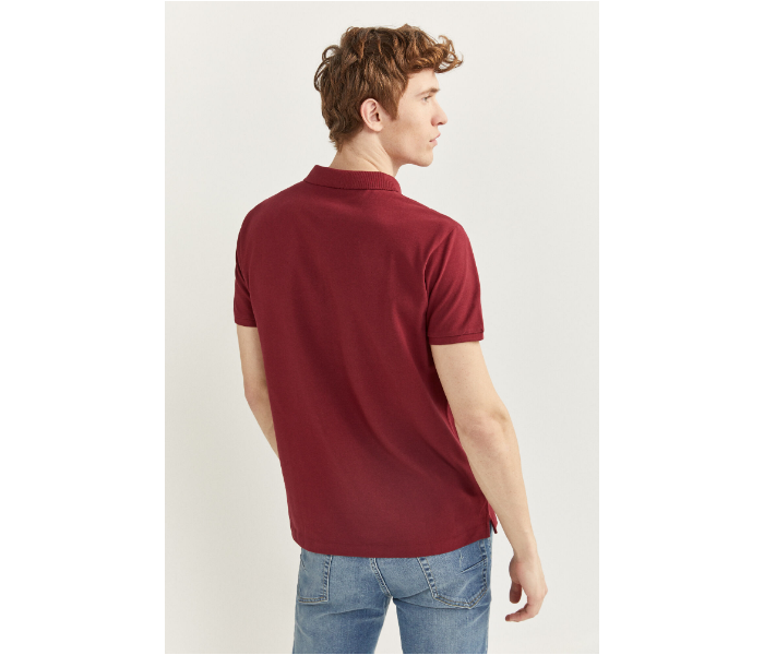 Springfield SS20 Basic Solid Slim Fit Polo T-Shirt X-Large For Men - Maroon - Zoom Image 4