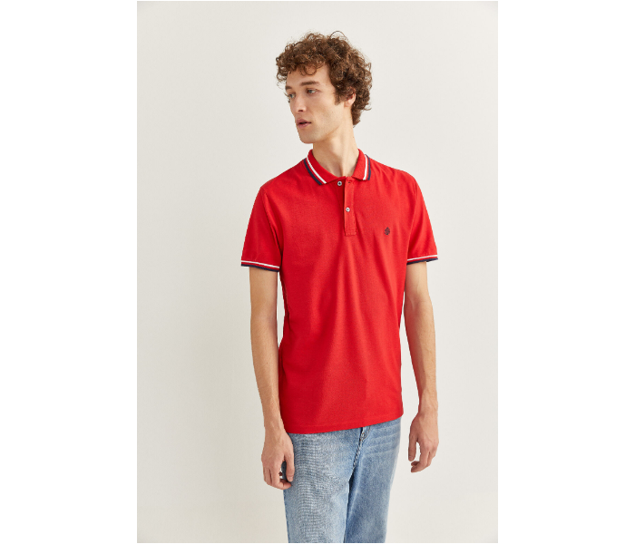 Springfield SS20 Basic Slim Fit Polo T-Shirt With Tipping X-Large For Men - Red - Zoom Image 2