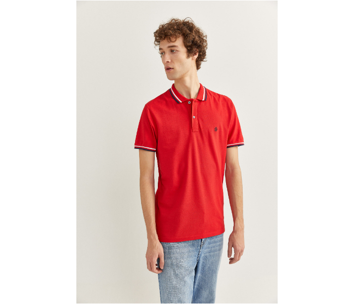 Springfield SS20 Basic Slim Fit Polo T-Shirt With Tipping Small For Men - Red - Zoom Image 2