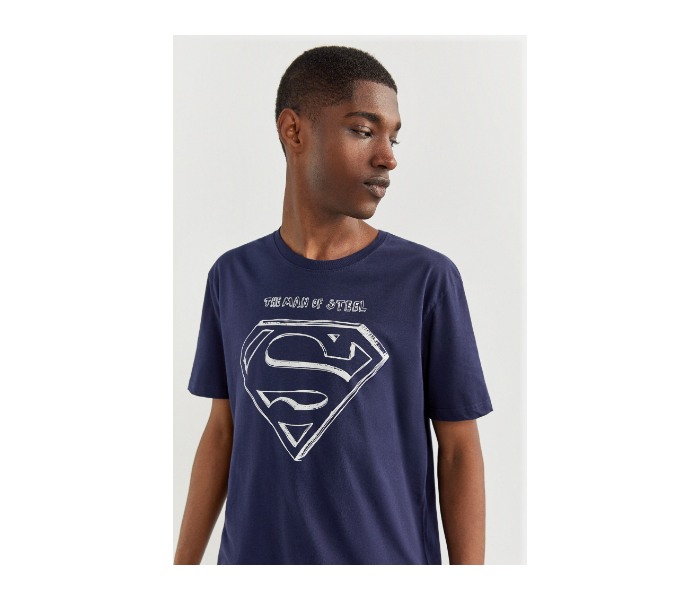 Springfield SS20 Regular fit Superman Print T-Shirt X-Large For Men – Dark Blue - Zoom Image 1