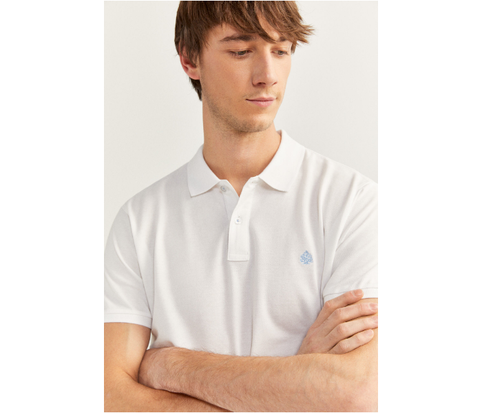 Springfield SS20 Basic Solid Slim Fit Polo T-Shirt X-Large For Men - White - Zoom Image 2