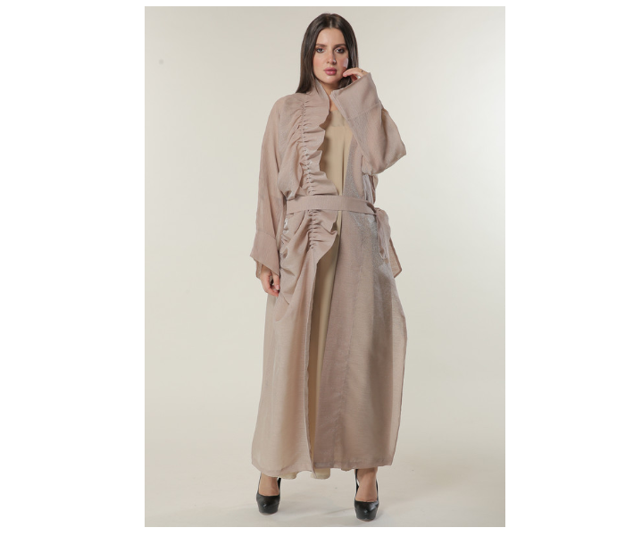 Moistreet Large Organza Abaya Set with Beige Under Abaya - Zoom Image 1