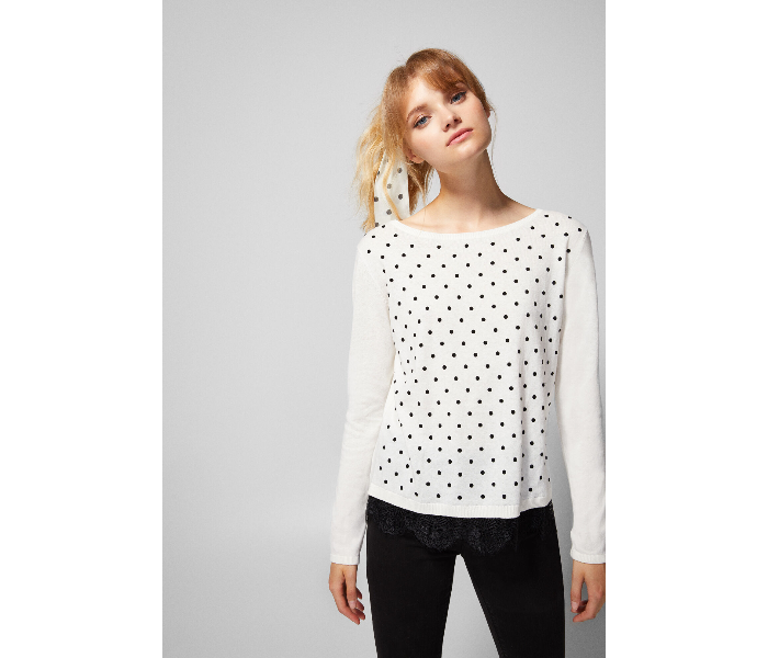 Springfield AW18 Long Sleeve Knitwear X-Large For Women - White And Black - Zoom Image 1