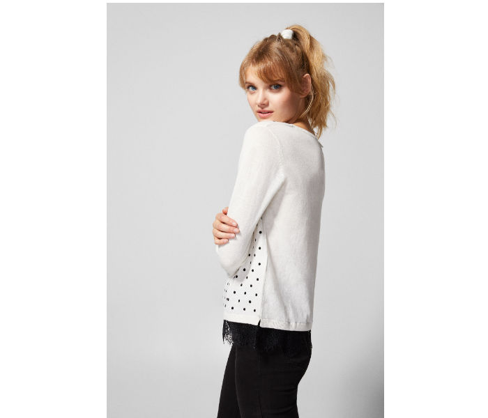 Springfield AW18 Long Sleeve Knitwear Large For Women - White And Black - Zoom Image 3