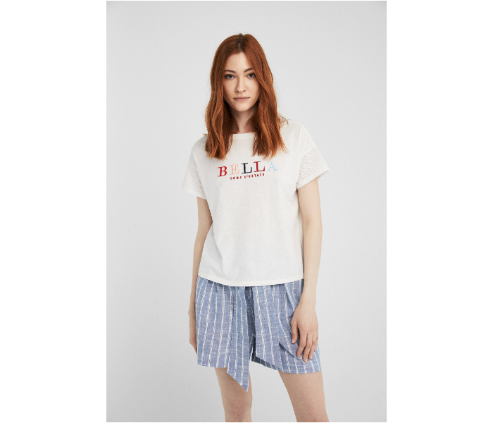 Springfield SS19 Short Sleeve Fancy T-Shirt Large For Women - Off White - Zoom Image 4