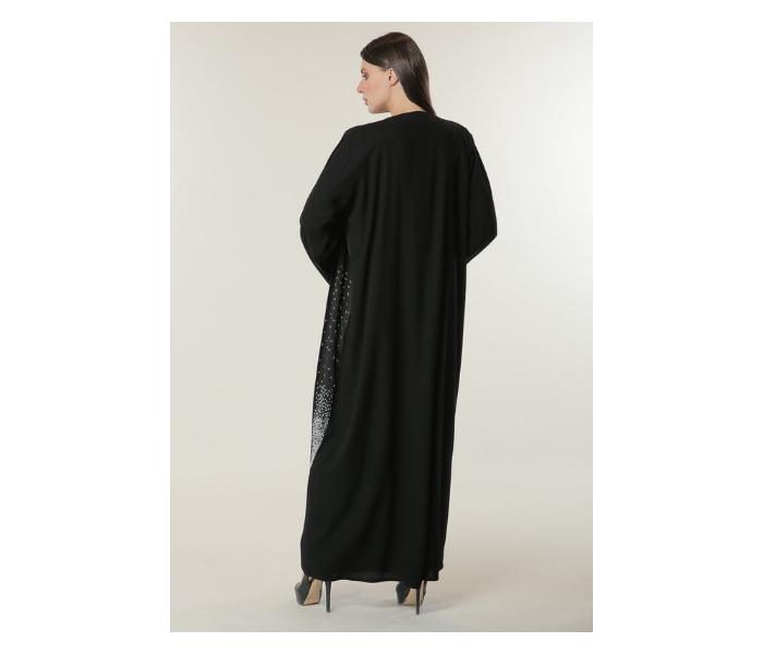 Moistreet Double XL Black Abaya with Handwork on Twin Panels - Zoom Image 1