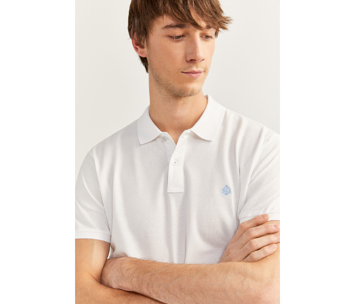 Springfield SS20 Basic Solid Slim Fit Polo T-Shirt Small For Men - White - Zoom Image 2