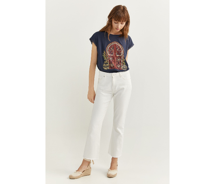 Springfield SS20 Short Sleeve T-Shirt With Design Medium For Women - Light Navy - Zoom Image 2