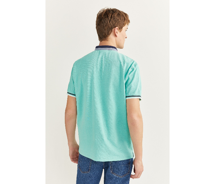 Springfield SS20 Basic Solid Slim Fit Polo T-Shirt Small For Men – Light Cyan - Zoom Image 3