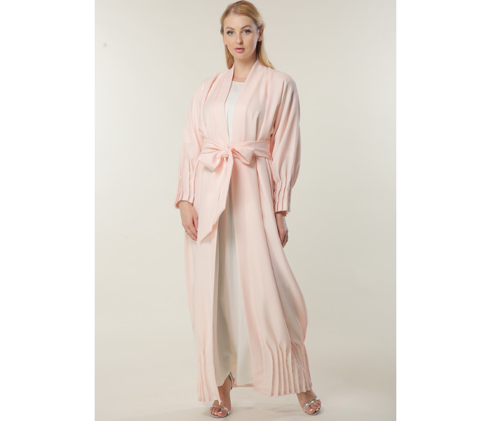 Moistreet Extra Small Peach Abaya with Pleated Hem and Sleeves - Zoom Image 1