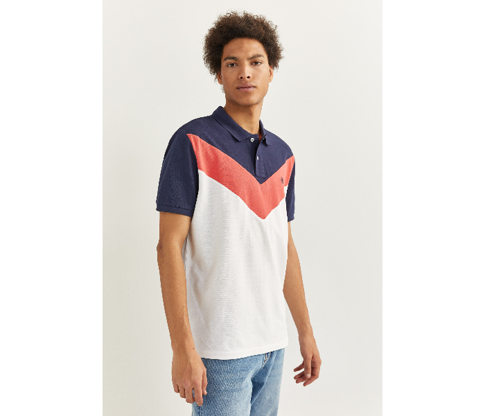 Springfield SS20 Basic Solid Slim Fit Polo T-Shirt XXX-Large For Men – Navy and White - Zoom Image 2