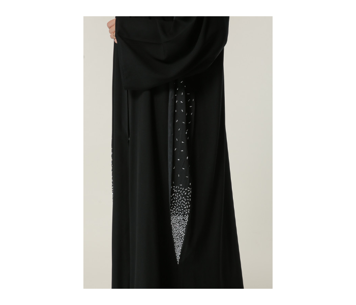 Moistreet Extra Small Black Abaya with Handwork on Twin Panels - Zoom Image 4