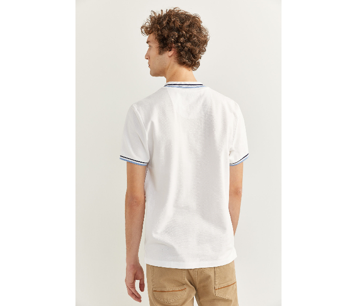 Springfield SS20 Basic Slim Fit Polo T-Shirt With Tipping  Large For Men - White - Zoom Image 3