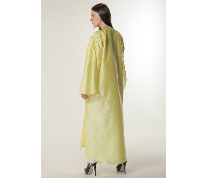 Moistreet Medium Yellow Abaya with Embellished Sleeves - Zoom Image 3