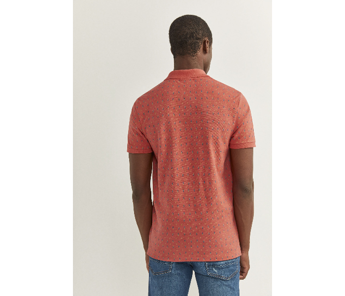 Springfield SS20 Basic Slim Fit Polo Dotted T-Shirt Large For Men – Dark Peach - Zoom Image 4