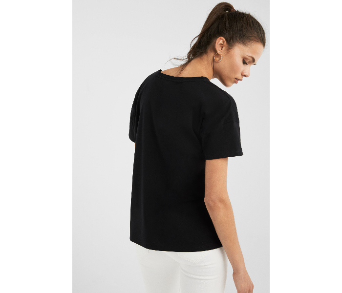 Springfield AW19 Short Sleeve Fancy T-Shirt Medium For Women - Black - Zoom Image 2