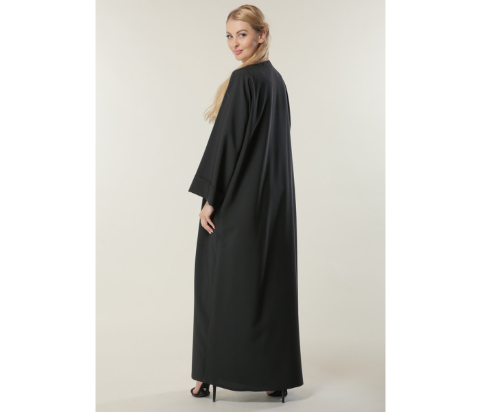 Moistreet Large Black Abaya with Jaquard Panel - Zoom Image 2