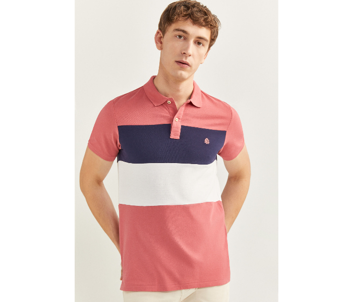 Springfield SS20 Basic Slim Fit Polo Block T-Shirt X-Large For Men – Light Pink - Zoom Image 4