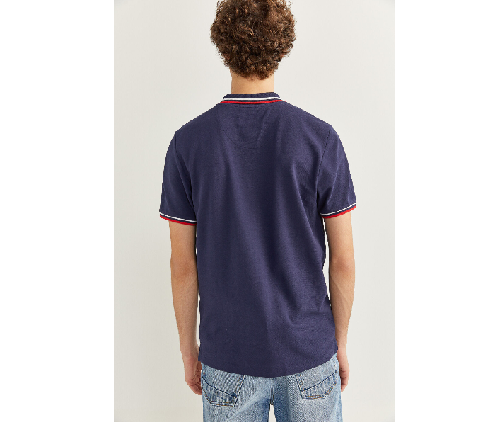 Springfield SS20 Basic Slim Fit Polo T-Shirt With Tipping X-Small For Men - Navy - Zoom Image 4