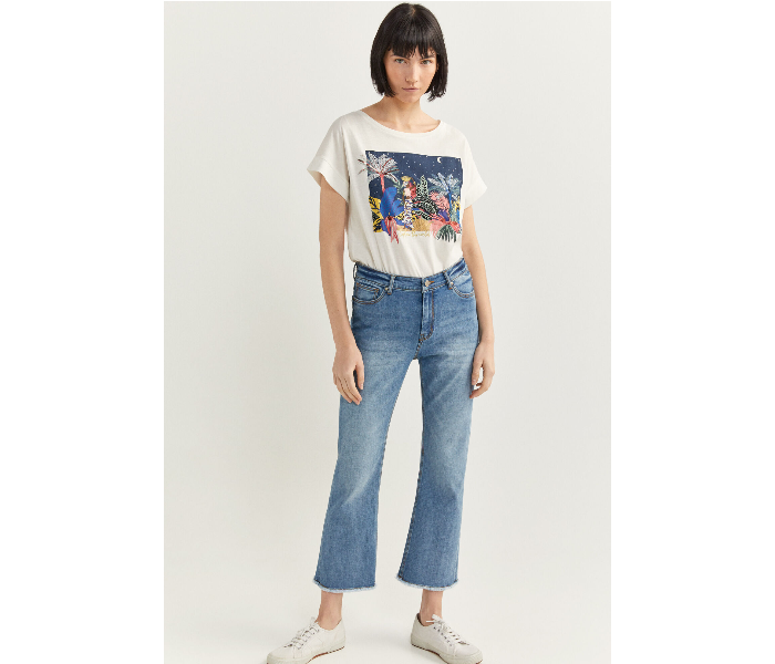 Springfield SS20 Short Sleeve T-Shirt With Design X-Small For Women - White and Blue - Zoom Image 4