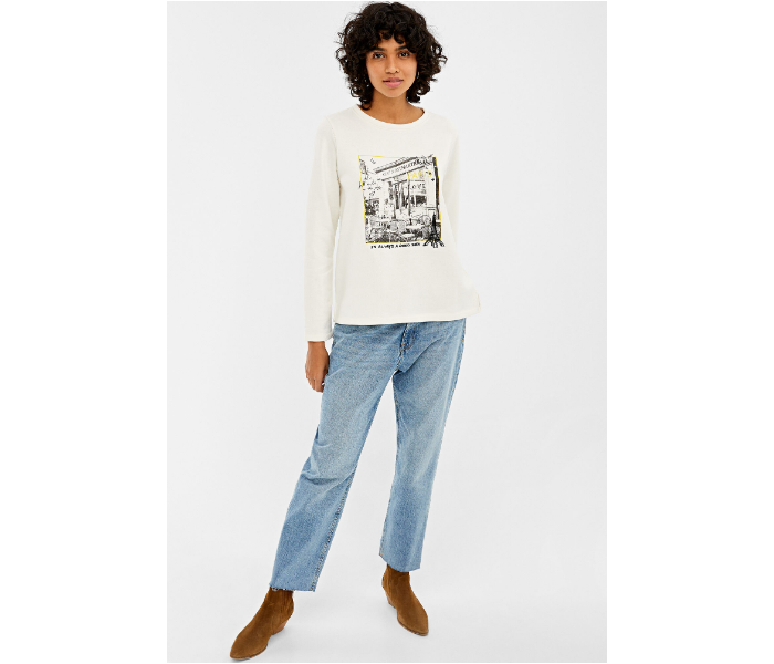 Springfield AW19 Sweat Shirt Large For Women - White - Zoom Image 3