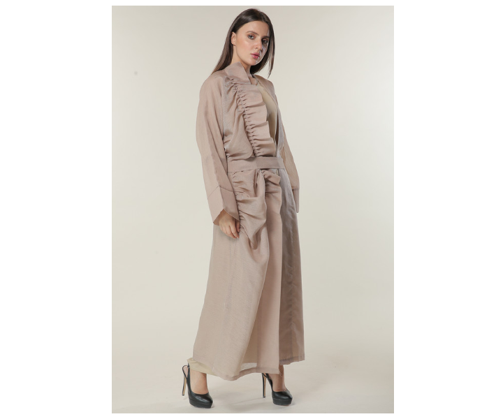 Moistreet Small Organza Abaya Set with Beige Under Abaya - Zoom Image 2