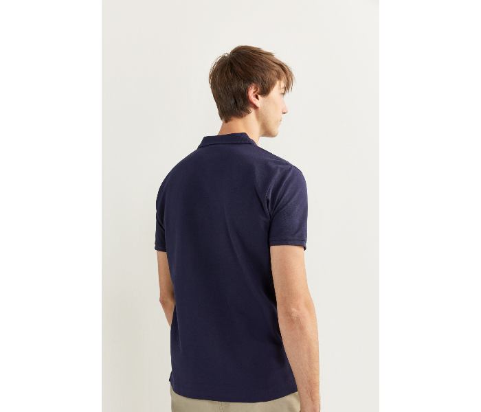 Springfield SS20 Basic Solid Slim Fit Polo T-Shirt X-Large For Men - Navy Blue - Zoom Image 3