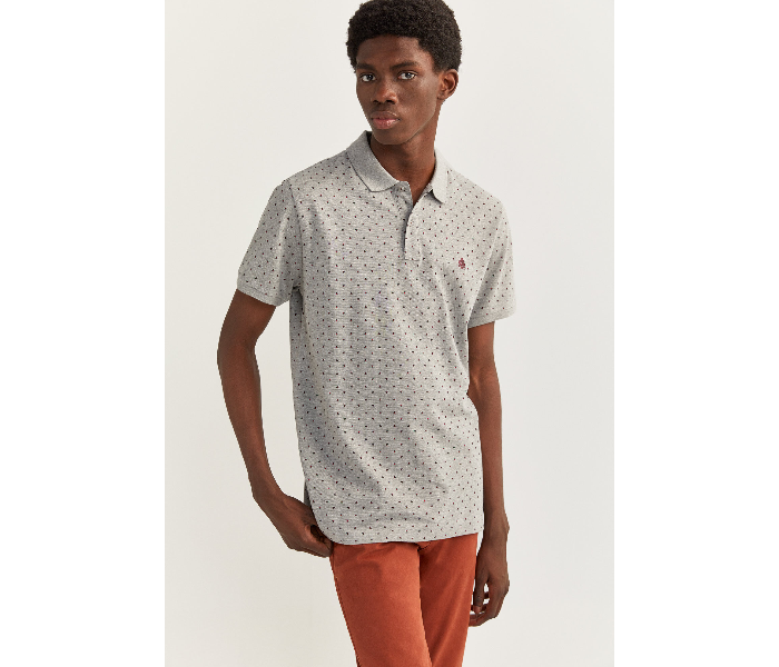 Springfield SS20 Basic Dotted Slim Fit Polo T-Shirt XXX-Large For Men - Grey - Zoom Image 3